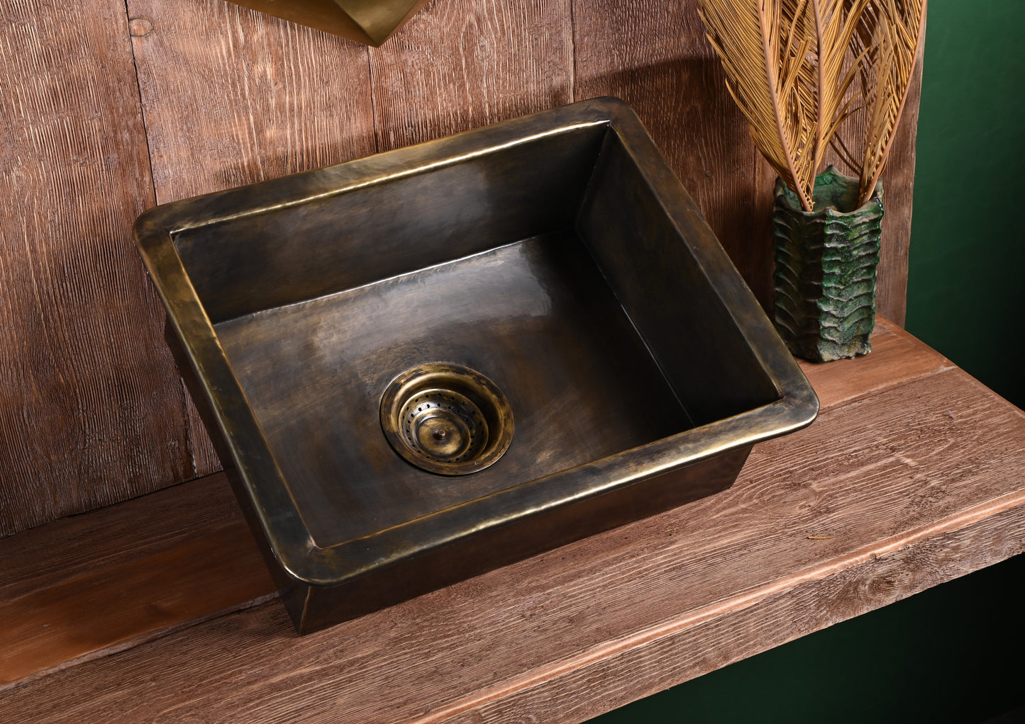 Antique Undermount Hammered Brass Sink -Patinated Brass Kitchen Sink (Drain Included)