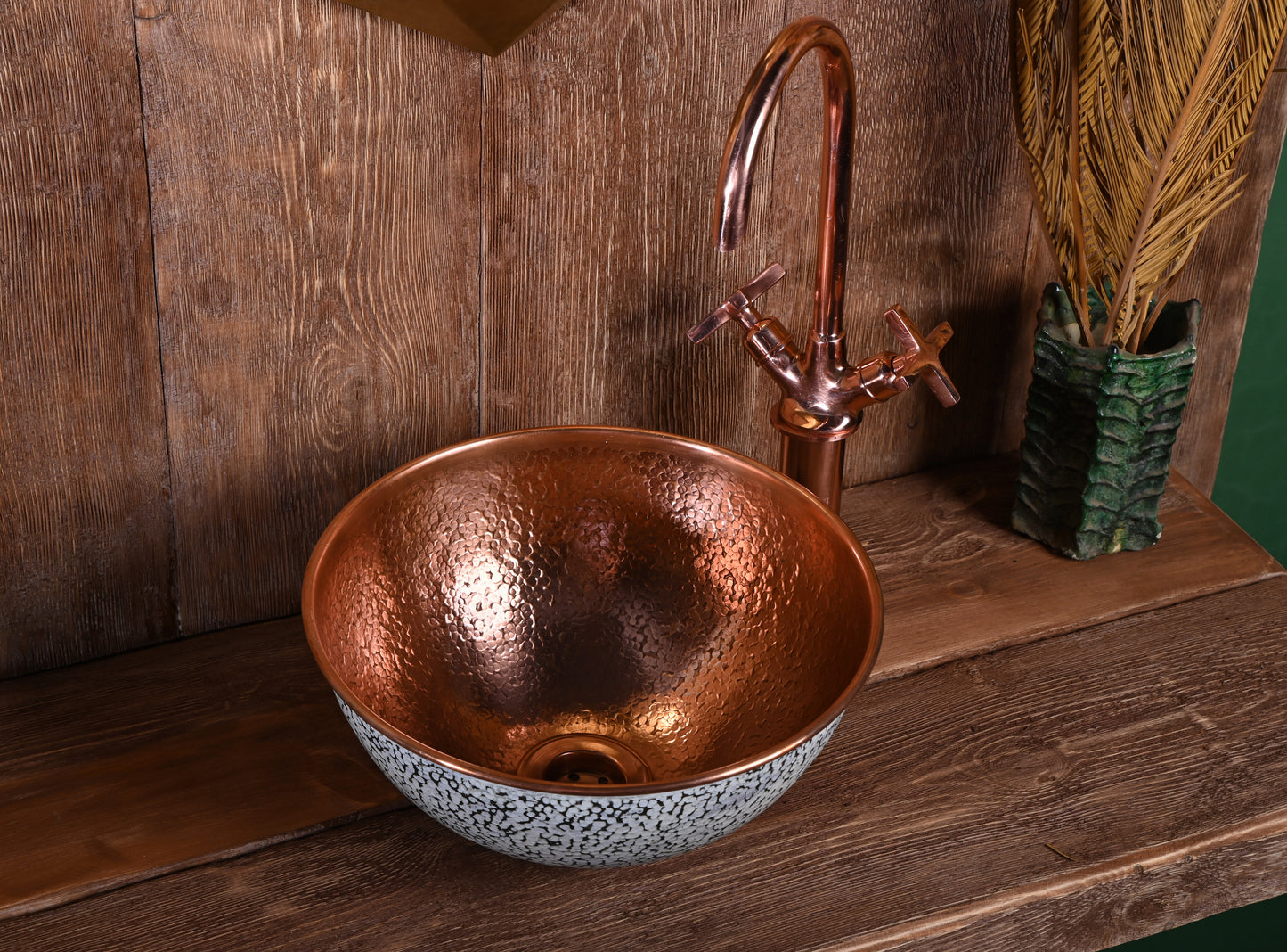 White Copper Sink – Hand-Patinated Artisan Washbasin