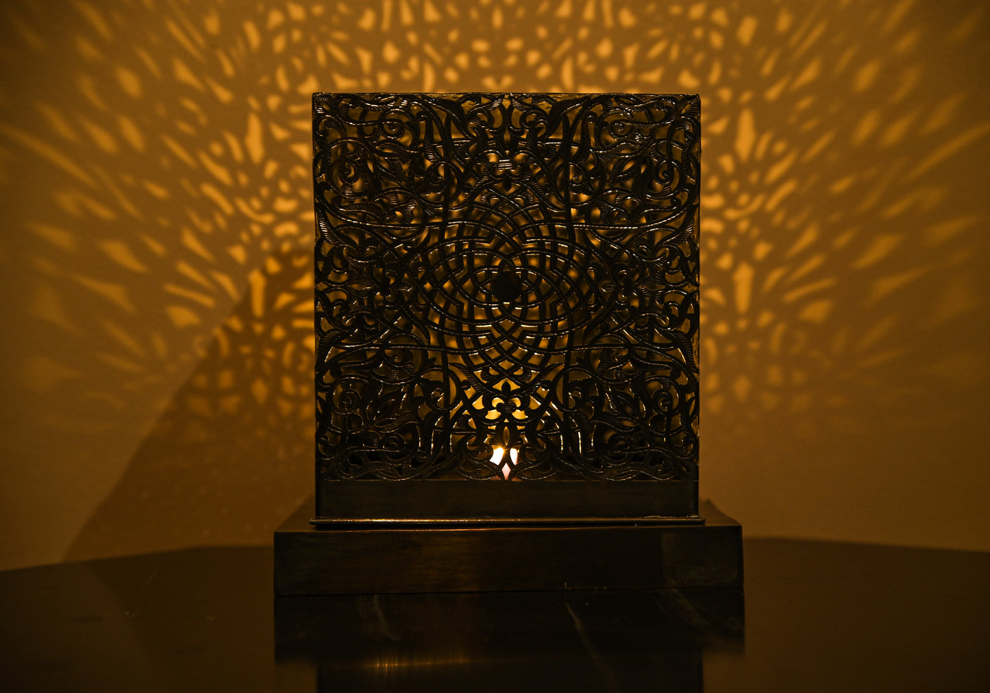 Painted Brass Table Lamp – Handcrafted Silver Finish Lamp for Bedside or Living Room