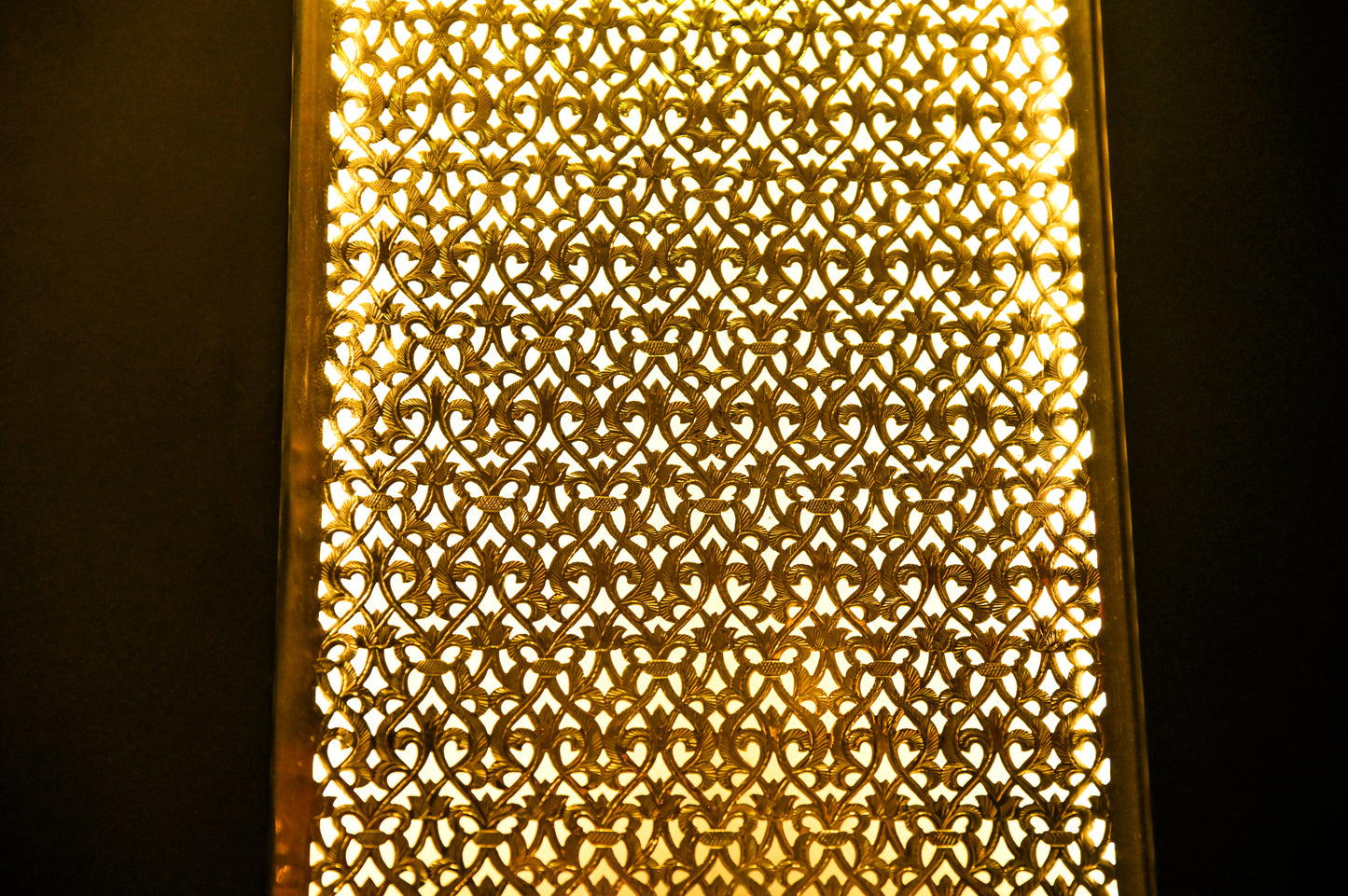 Handmade Moroccan Brass Wall Light: Perforated Panel, Ambient Lighting