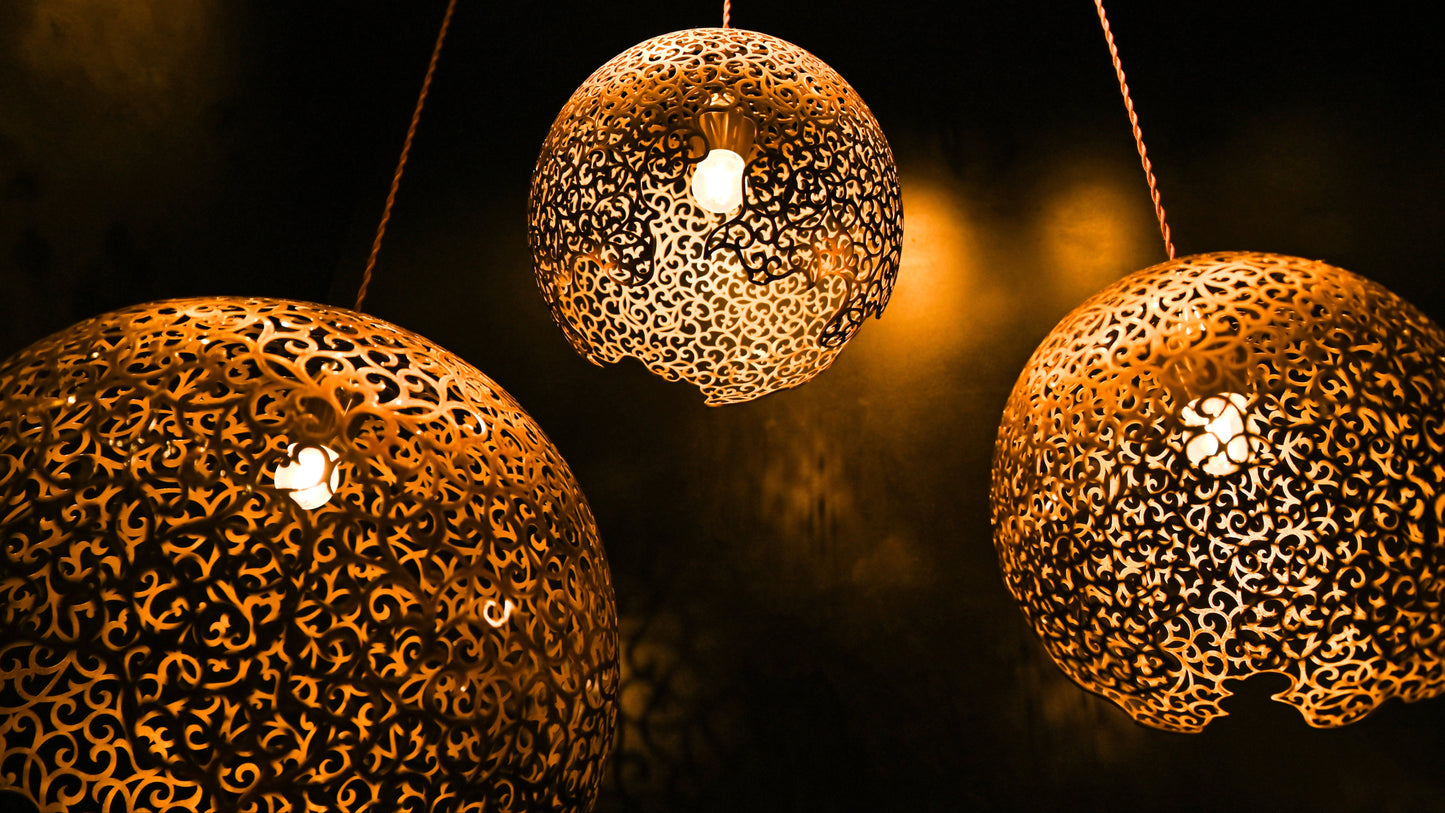 Brass Pendant Lamp – Lacquered Perforated Brass Hanging Light