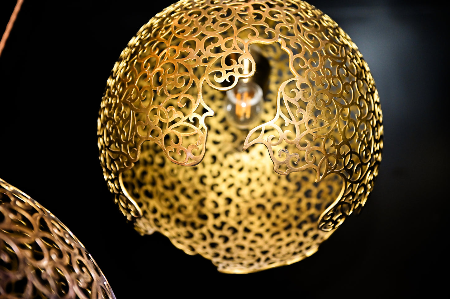 Brass Pendant Lamp – Lacquered Perforated Brass Hanging Light