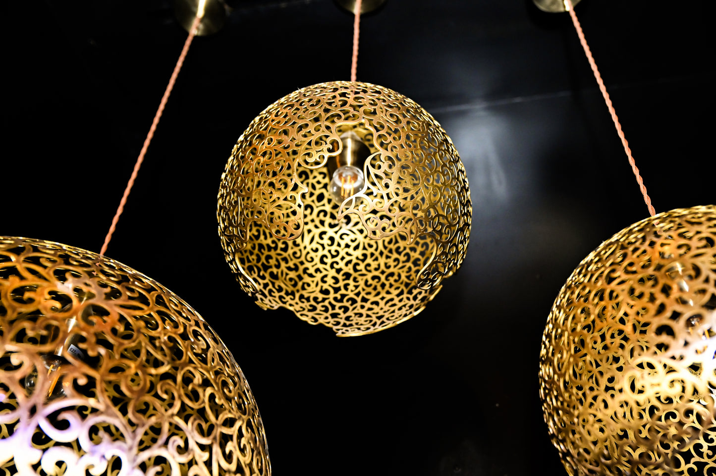 Brass Pendant Lamp – Lacquered Perforated Brass Hanging Light