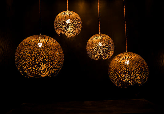 Brass Pendant Lamp – Lacquered Perforated Brass Hanging Light
