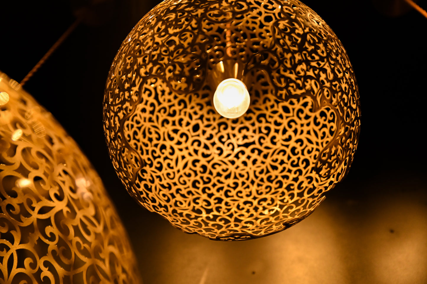 Brass Pendant Lamp – Lacquered Perforated Brass Hanging Light