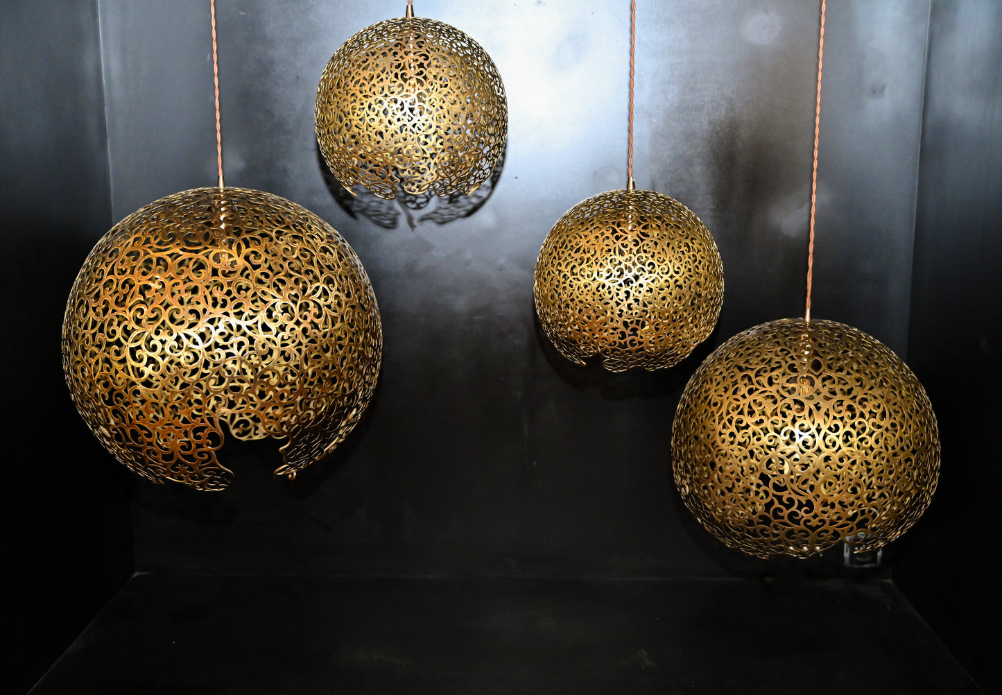 Brass Pendant Lamp – Lacquered Perforated Brass Hanging Light