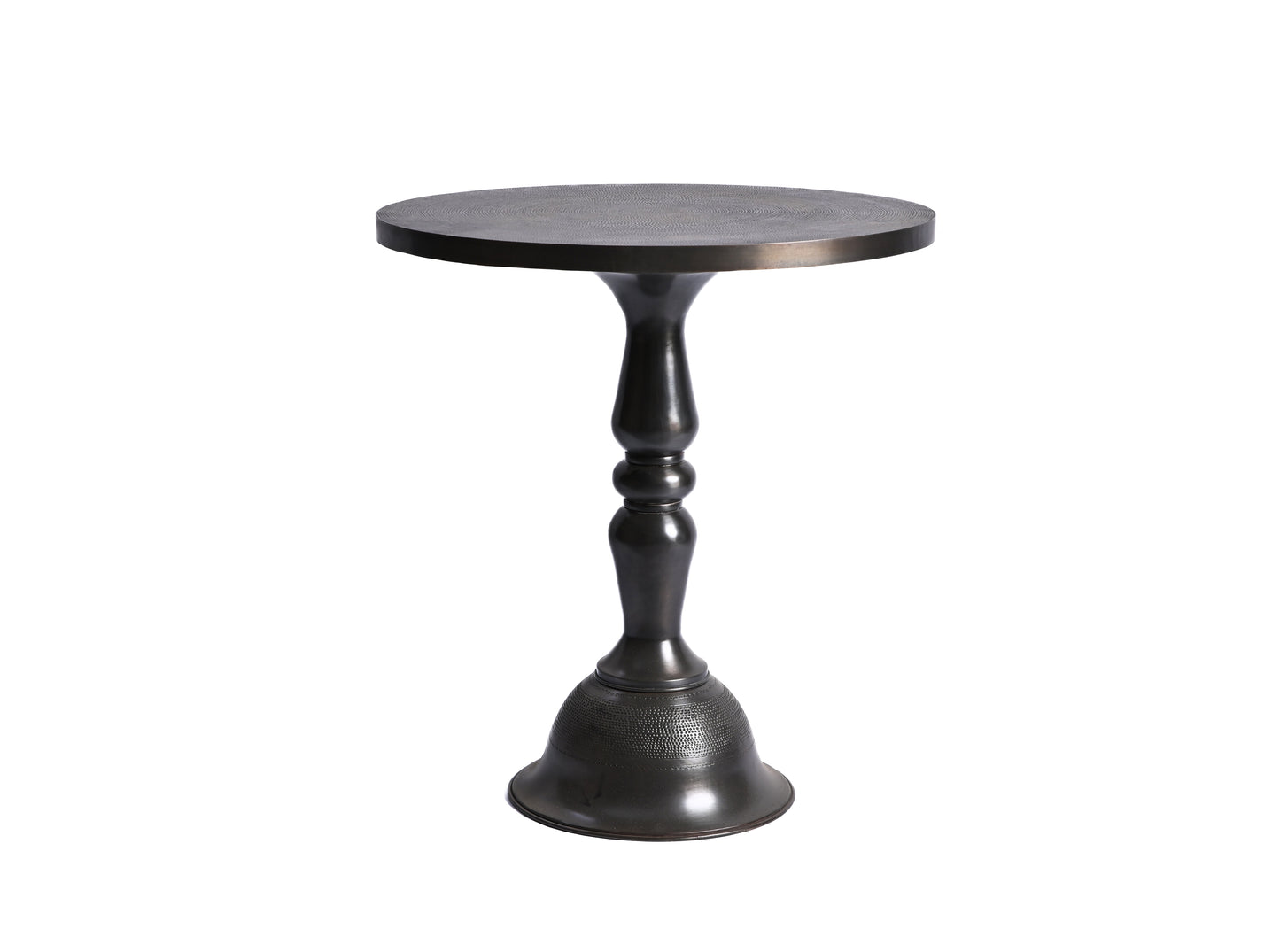 Black Patinated Brass Side Table – Handcrafted Round Accent Table