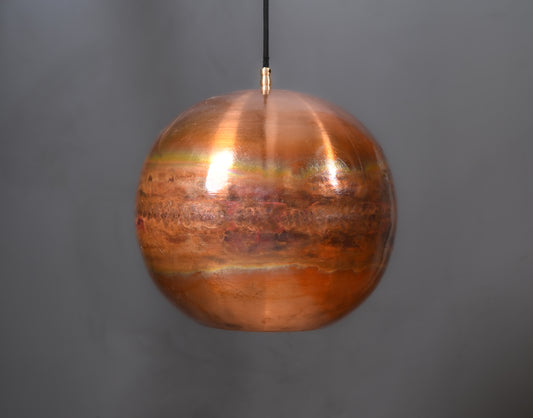 Polished Copper Ball Pendant Light – Shiny Round Hanging Lamp – Modern Copper Ceiling Light