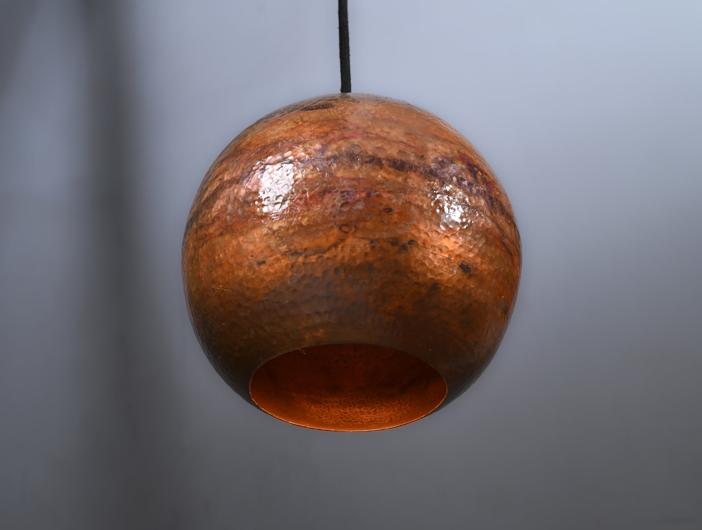 Hand-Hammered Copper Dome Pendant Light – Rustic Farmhouse Ceiling Lamp – Solid Copper Kitchen Island Fixture