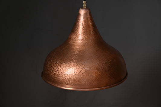 Hammered Copper Dome Pendant – Rustic Handmade Light Fixture for Kitchen, Dining, or Living Room
