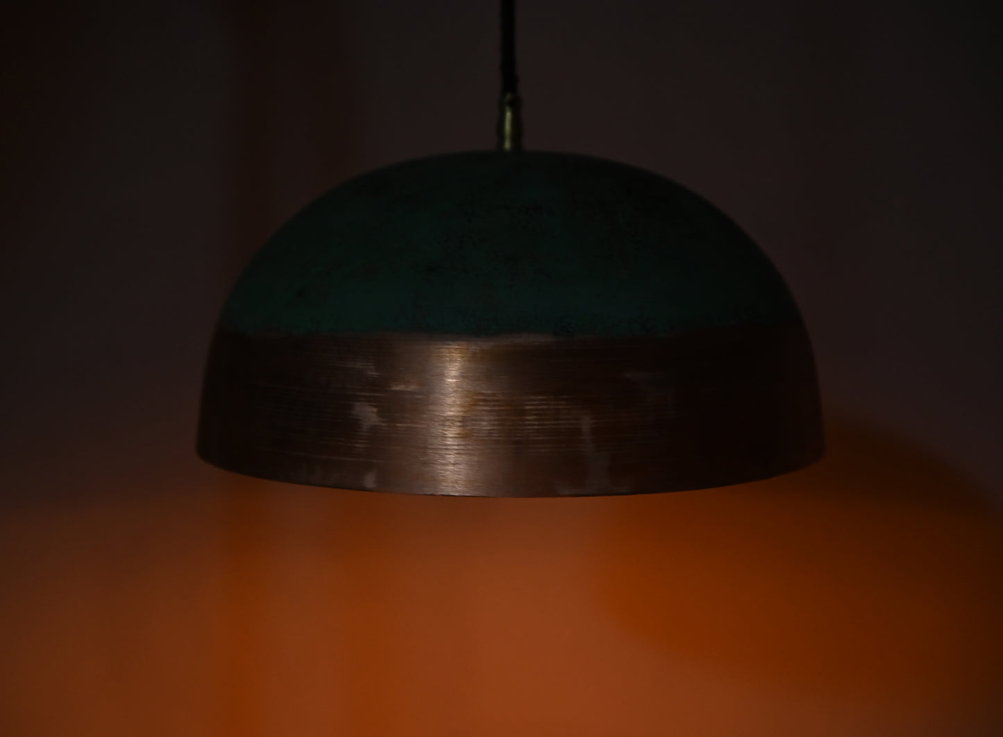 Verdigris & Copper Dome Pendant Light – Two-Tone Patinated Hanging Lamp – Artisan Copper Ceiling Light