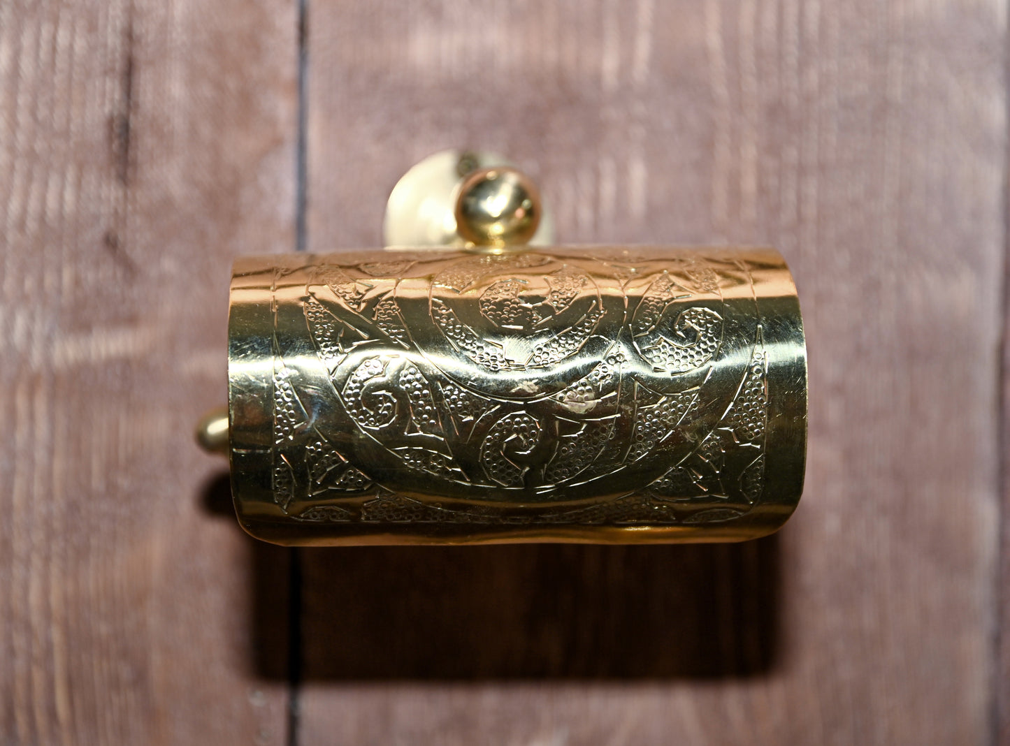 Hand Engraved Brass Toilet Paper Holder – Unique Wall-Mounted Bathroom Hook