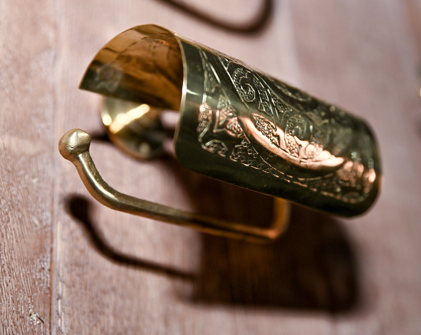 Hand Engraved Brass Toilet Paper Holder – Unique Wall-Mounted Bathroom Hook