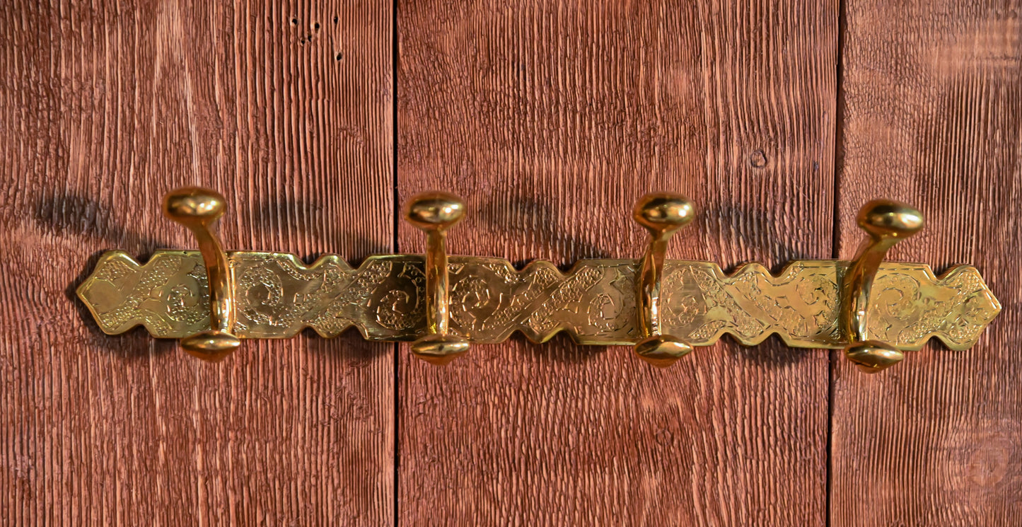 Handcrafted engraved Brass Hook – Elegant Wall-Mounted Organizer