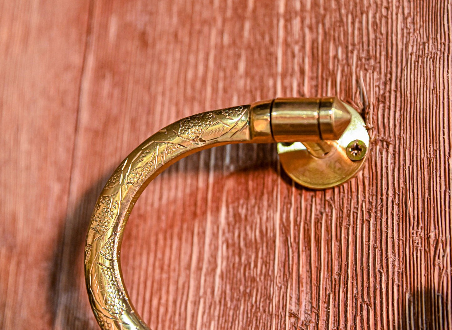 Engraved Brass Bathroom Holder – Wall-Mounted Toilet Paper or Towel Rack with Moroccan Patterns