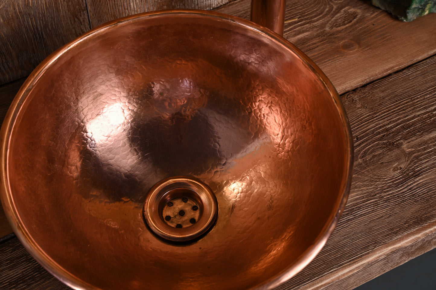 Green Patina Sink – Genuine Copper Basin – Solid Copper Interior Vessel