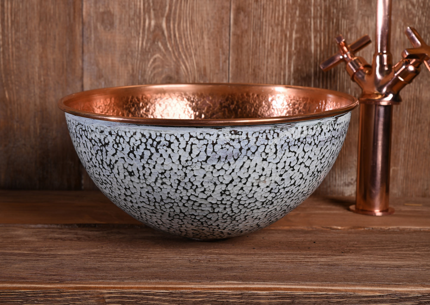 White Copper Sink – Hand-Patinated Artisan Washbasin