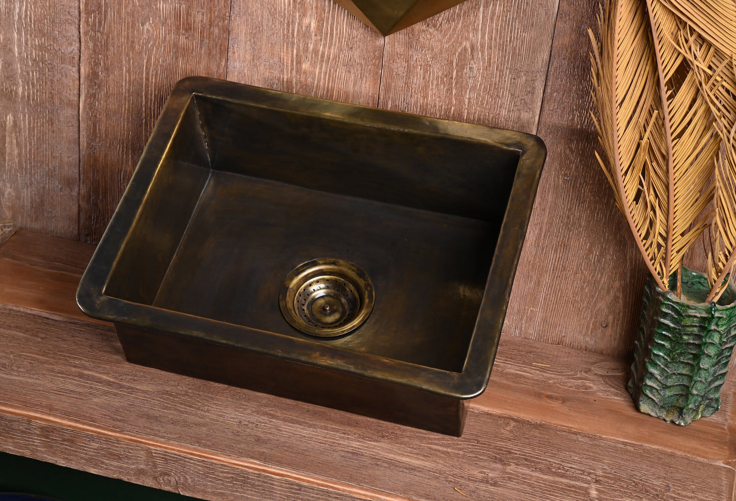 Antique Undermount Hammered Brass Sink -Patinated Brass Kitchen Sink (Drain Included)