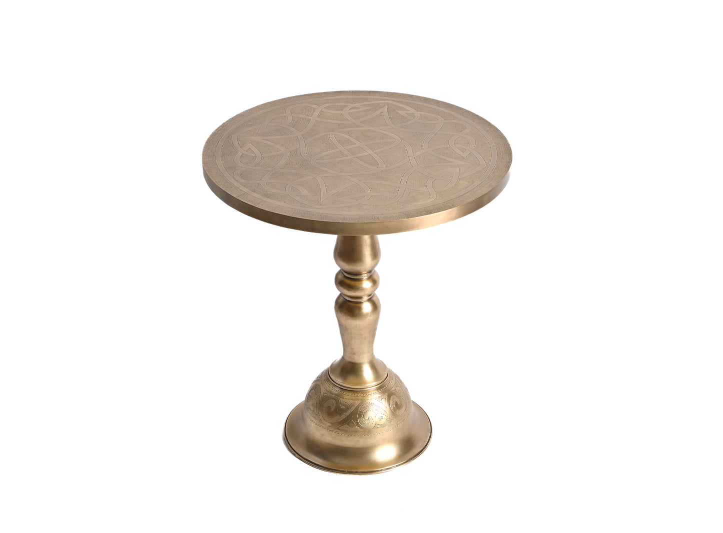 Solid Brass Side Table – Handcrafted Round Accent Table with Natural Brass Finish