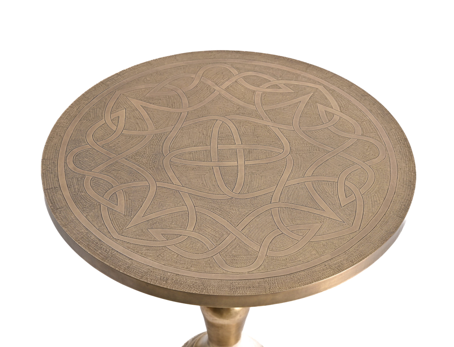 Solid Brass Side Table – Handcrafted Round Accent Table with Natural Brass Finish