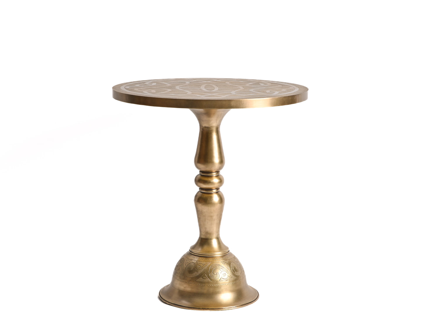 Solid Brass Side Table – Handcrafted Round Accent Table with Natural Brass Finish
