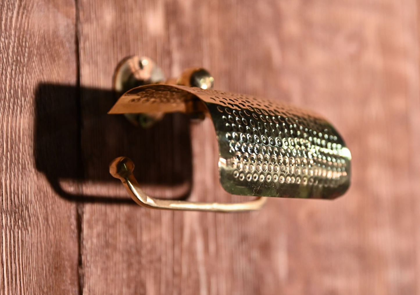 Handcrafted Hammered Brass Toilet Paper Holder with Textured Wall Mount – Rustic Unlacquered Bathroom Fixture