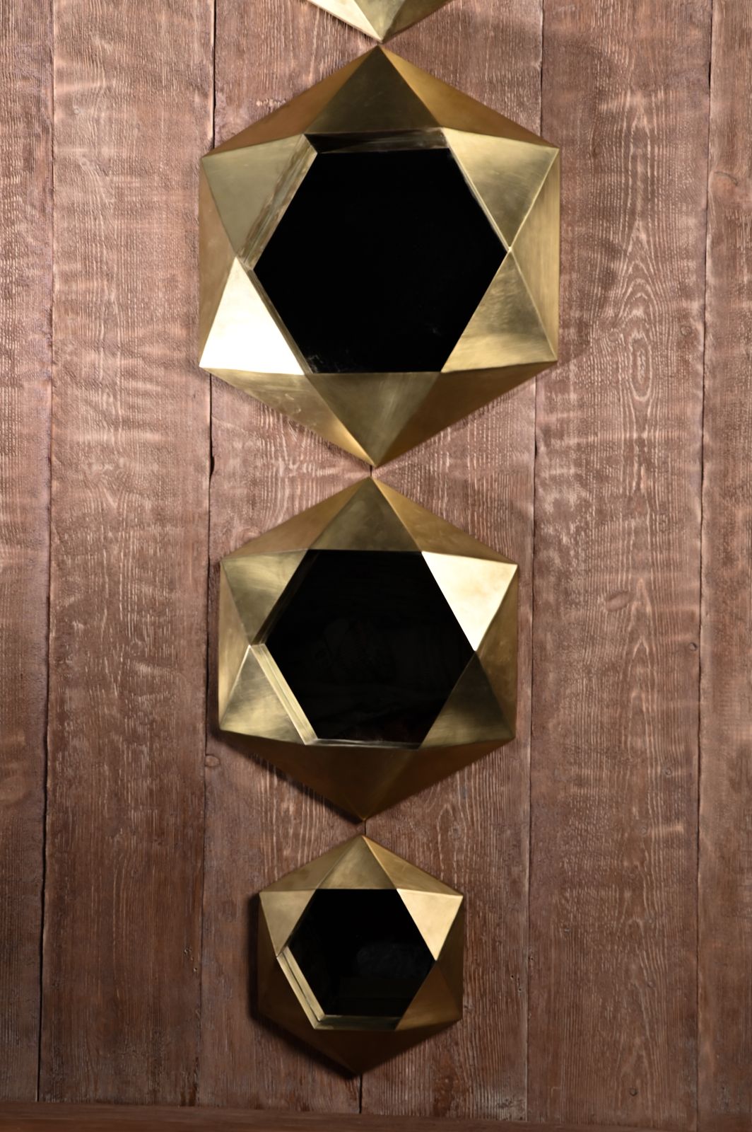 Geometric Brass Mirror – Modern Hexagon Wall Decor in Solid Brass