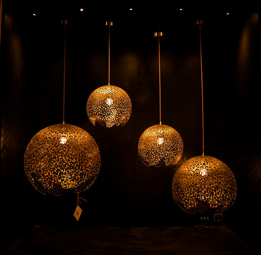Brass Pendant Lamp – Lacquered Perforated Brass Hanging Light