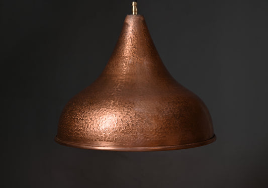 Hammered Copper Dome Pendant – Rustic Handmade Light Fixture for Kitchen, Dining, or Living Room