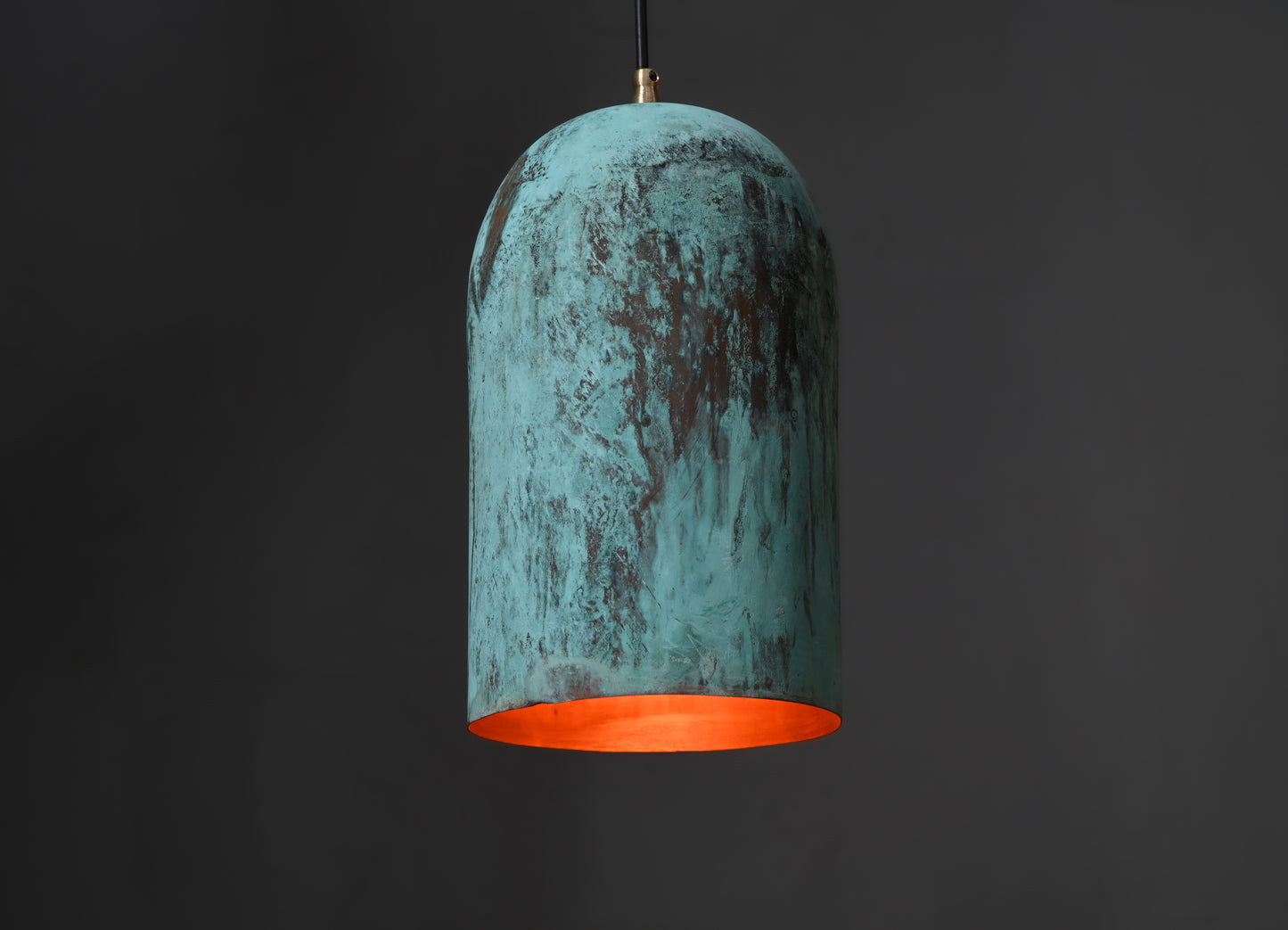 Oxidized Copper Hanging Lamp – Farmhouse Pendant Light with Green Patina Finish
