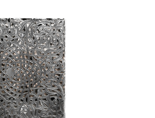 Painted Brass Table Lamp – Handcrafted Silver Finish Lamp for Bedside or Living Room