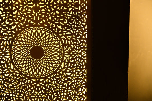 Handmade Moroccan Brass Wall Light: Perforated Oriental Sconce