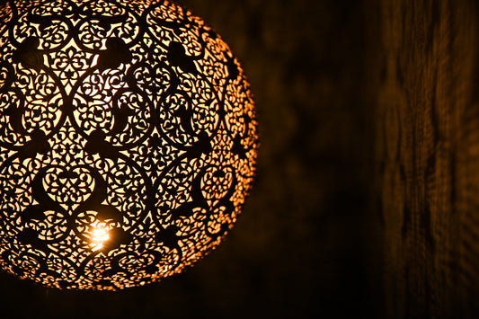 Moroccan Brass Flush Mount Ceiling Light – Vintage Handmade Pendant Lamp