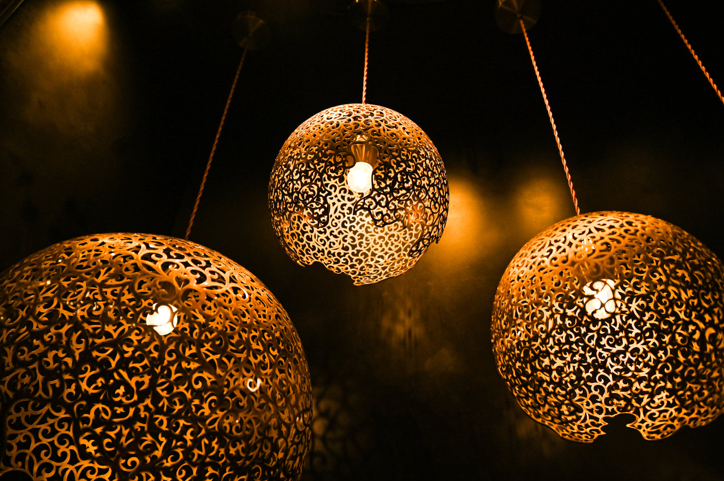 Brass Pendant Lamp – Lacquered Perforated Brass Hanging Light