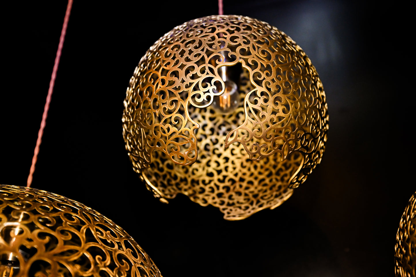 Brass Pendant Lamp – Lacquered Perforated Brass Hanging Light
