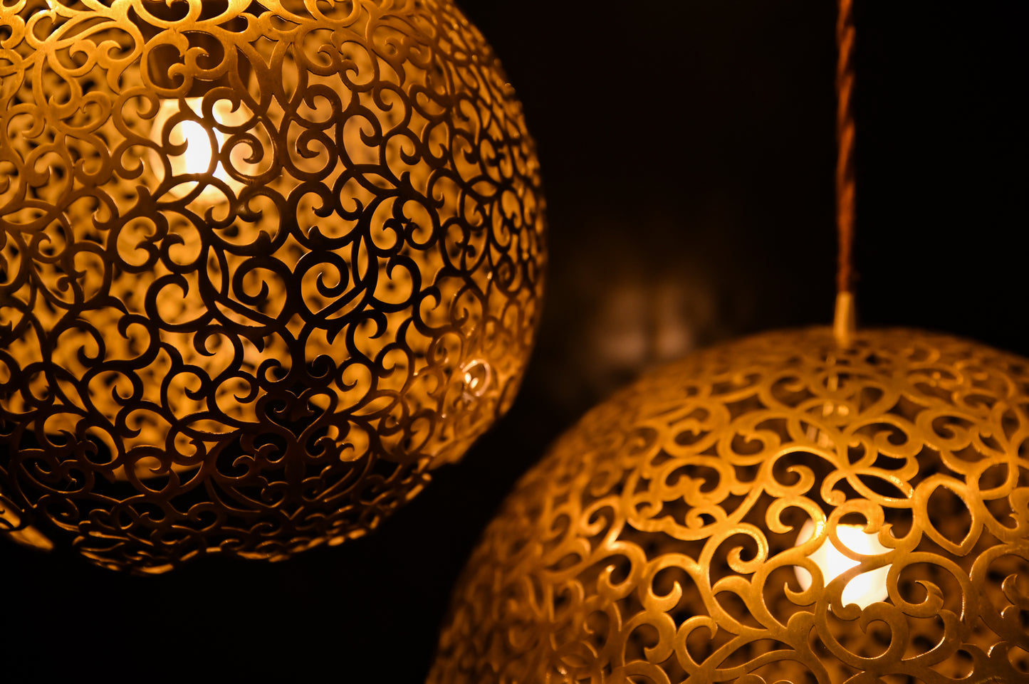 Brass Pendant Lamp – Lacquered Perforated Brass Hanging Light