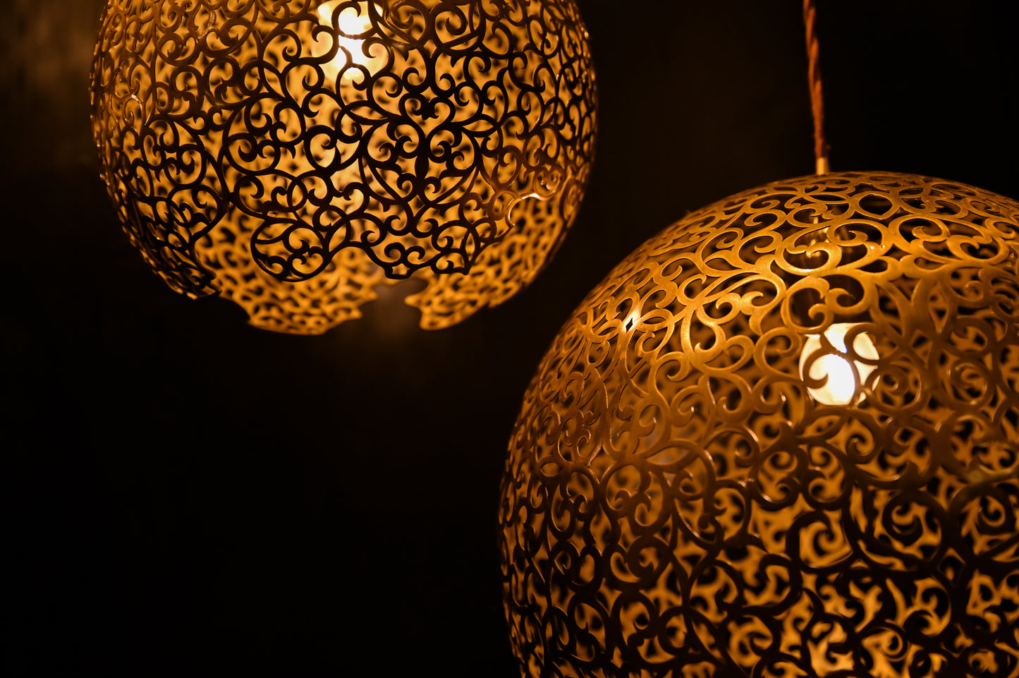 Brass Pendant Lamp – Lacquered Perforated Brass Hanging Light