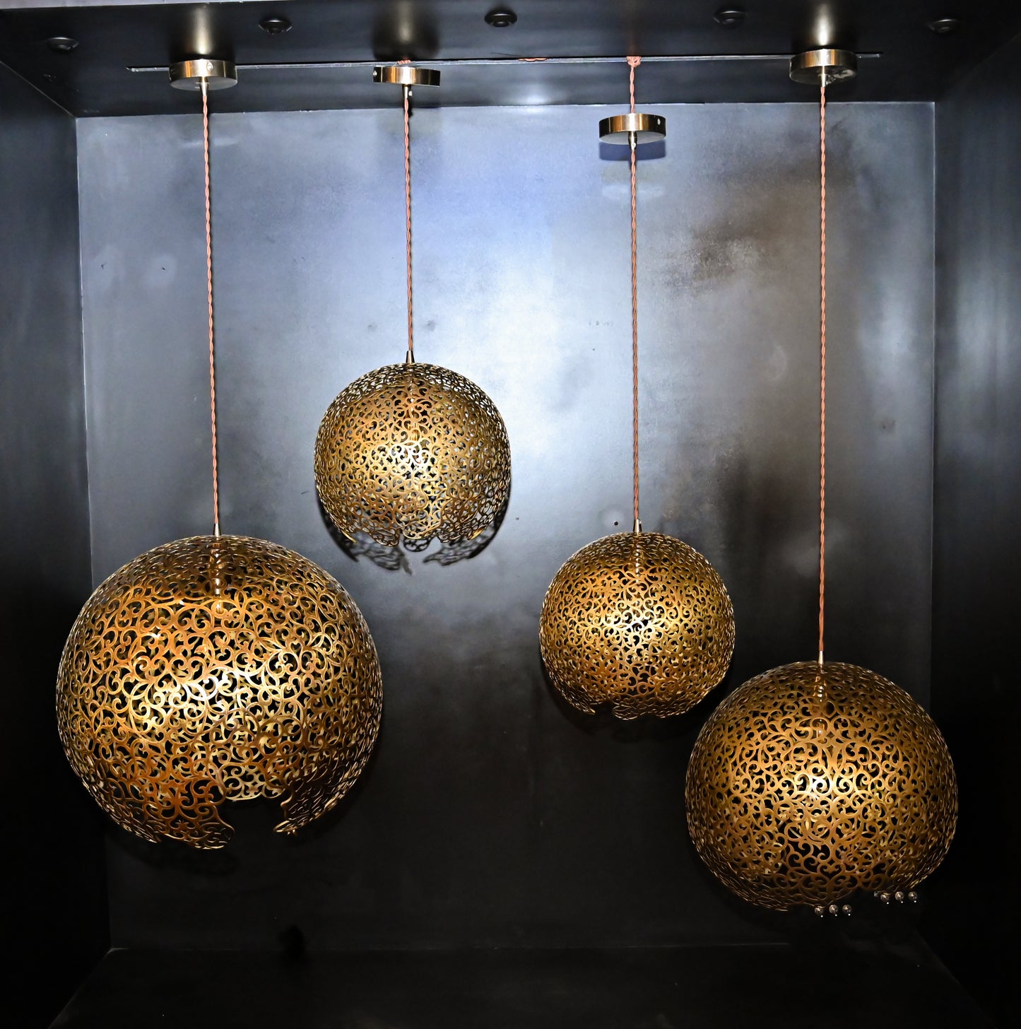 Brass Pendant Lamp – Lacquered Perforated Brass Hanging Light