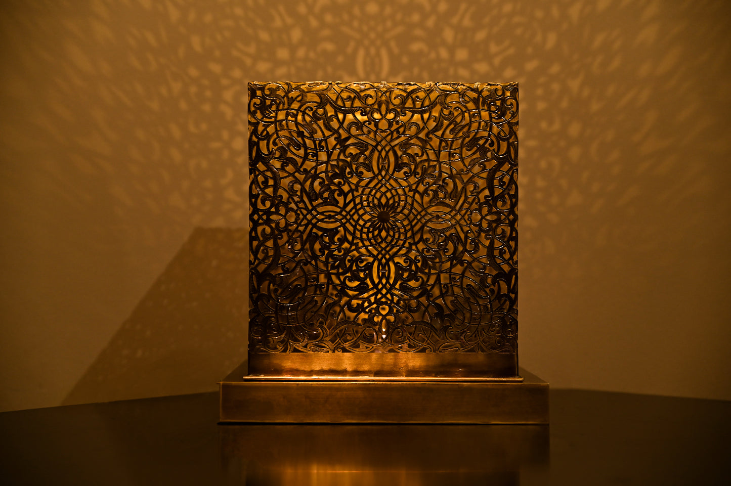 Brass Table Lamp – Handmade Moroccan Cube Night Light