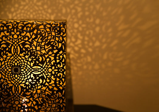 Brass Table Lamp – Handmade Moroccan Cube Night Light