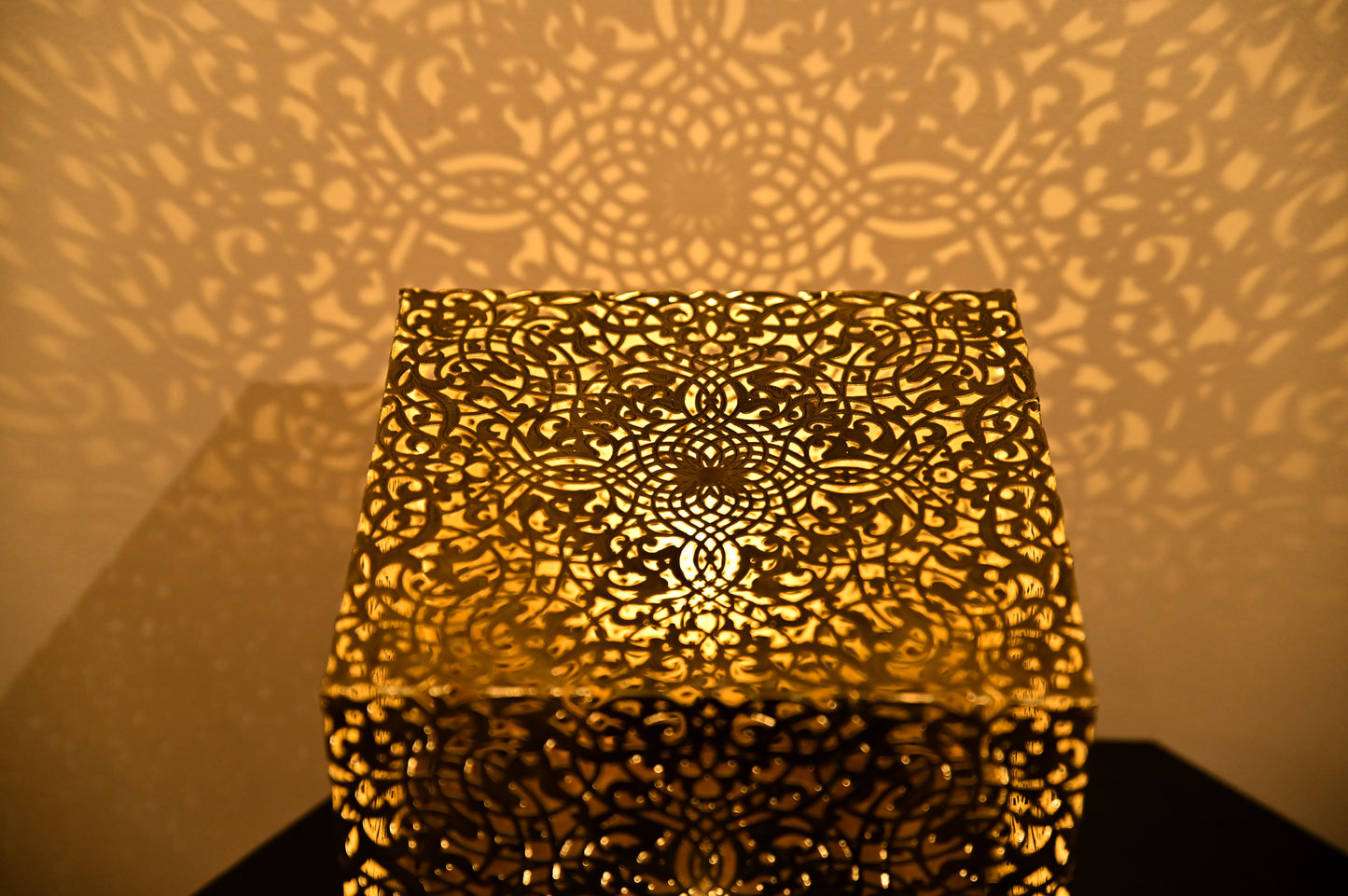 Brass Table Lamp – Handmade Moroccan Cube Night Light