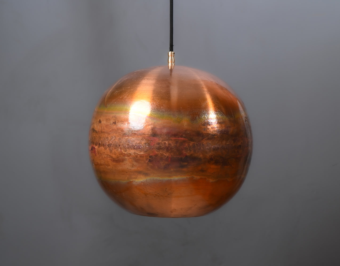 Polished Copper Ball Pendant Light – Shiny Round Hanging Lamp – Modern Copper Ceiling Light