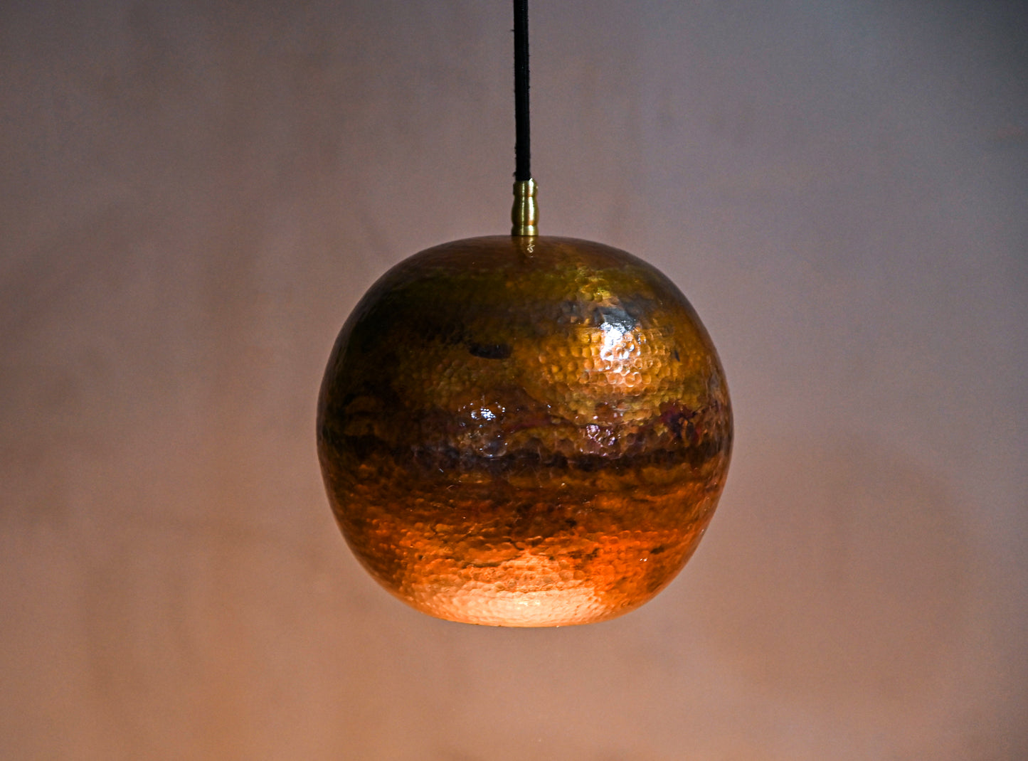 Hand-Hammered Copper Dome Pendant Light – Rustic Farmhouse Ceiling Lamp – Solid Copper Kitchen Island Fixture