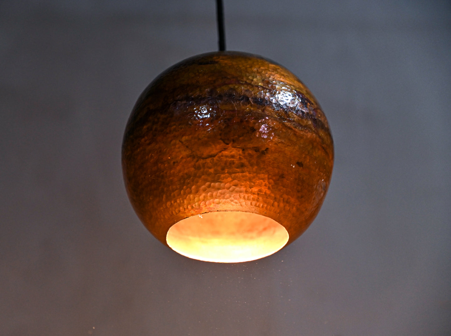 Hand-Hammered Copper Dome Pendant Light – Rustic Farmhouse Ceiling Lamp – Solid Copper Kitchen Island Fixture