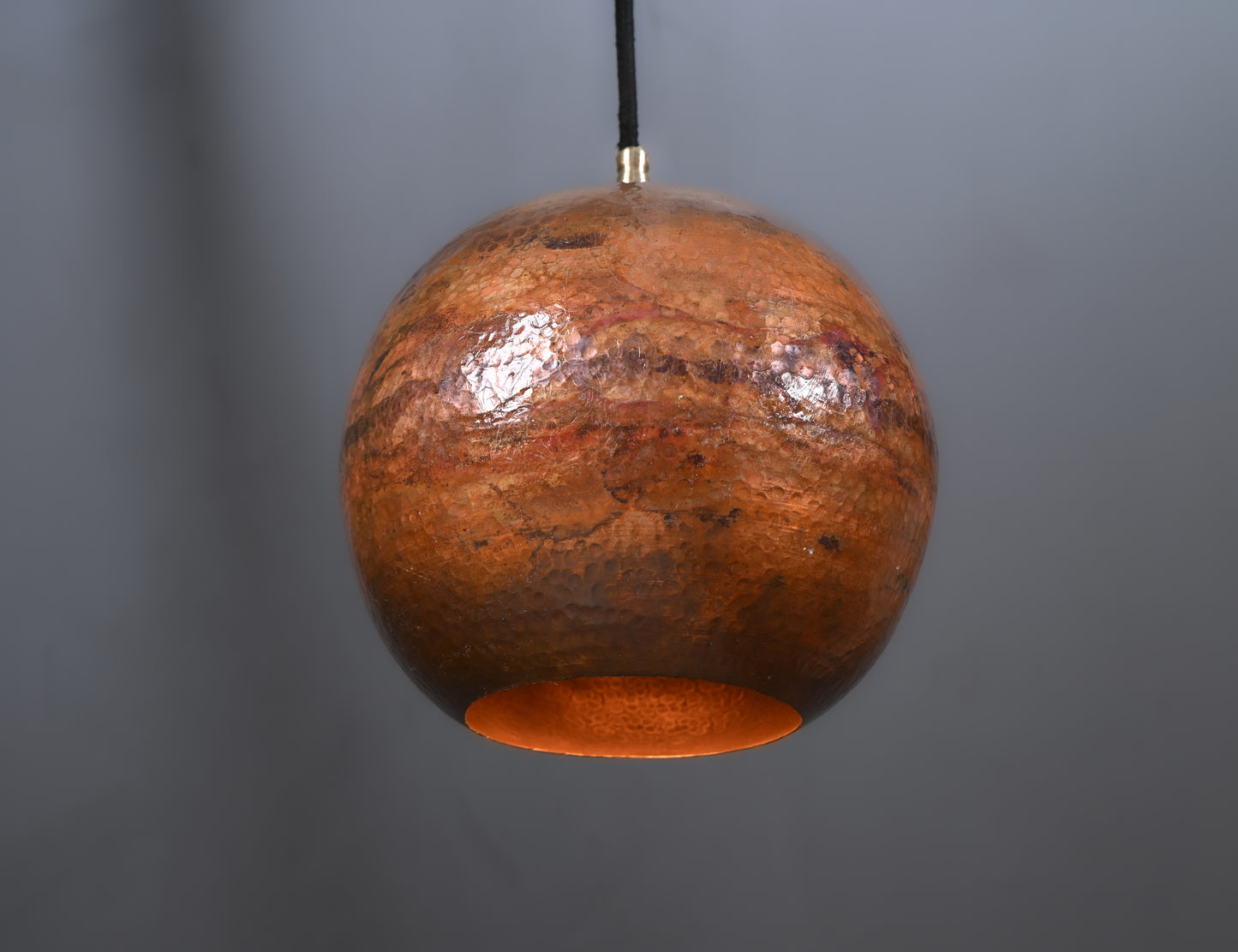 Hand-Hammered Copper Dome Pendant Light – Rustic Farmhouse Ceiling Lamp – Solid Copper Kitchen Island Fixture