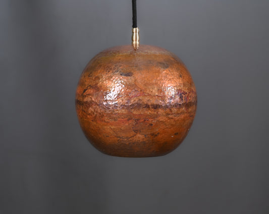 Hand-Hammered Copper Dome Pendant Light – Rustic Farmhouse Ceiling Lamp – Solid Copper Kitchen Island Fixture