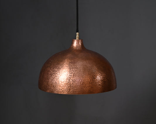 Copper Dome Pendant Light – Rustic Handcrafted Fixture for Kitchen Island or Dining Area