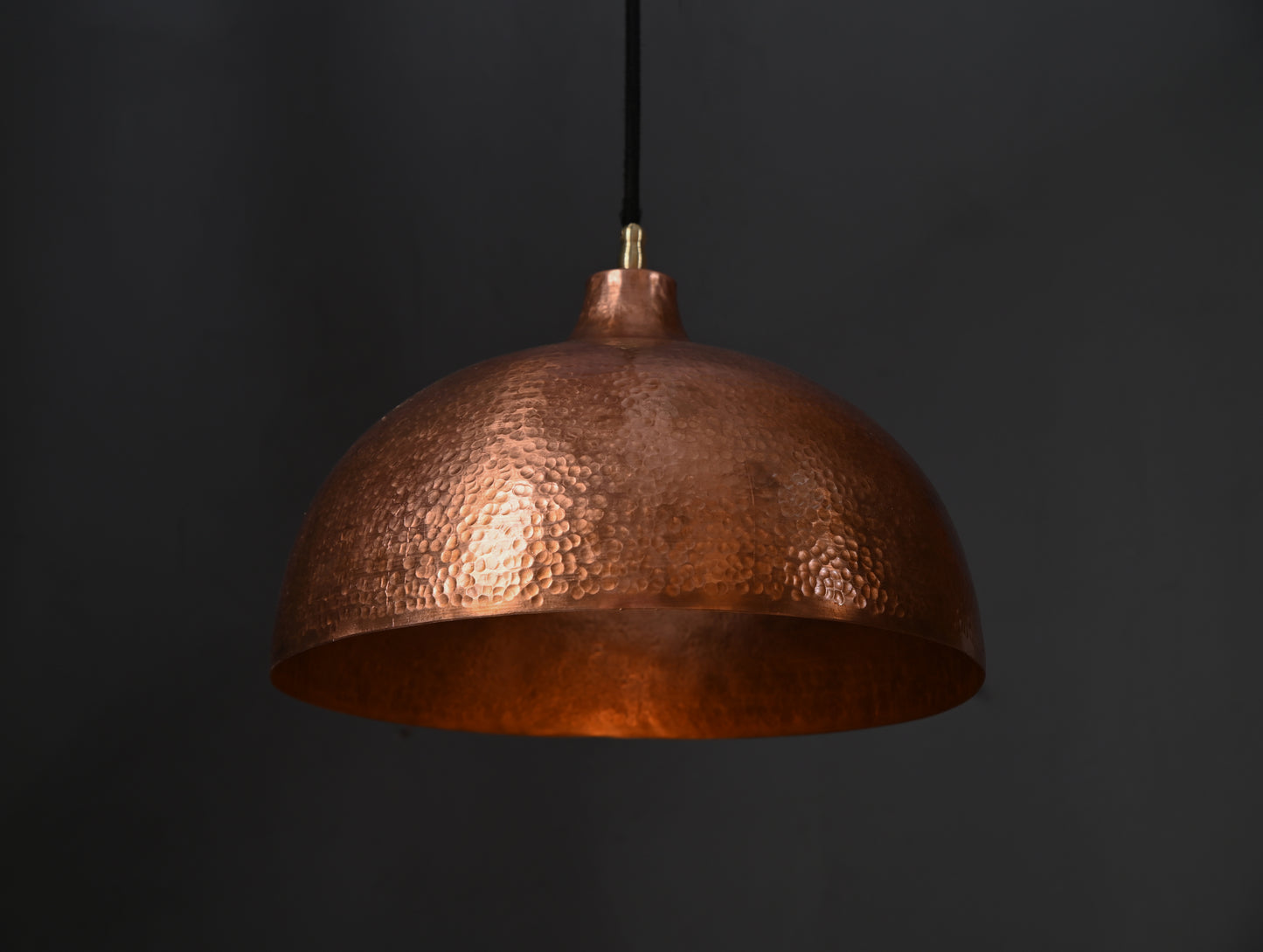 Copper Dome Pendant Light – Rustic Handcrafted Fixture for Kitchen Island or Dining Area