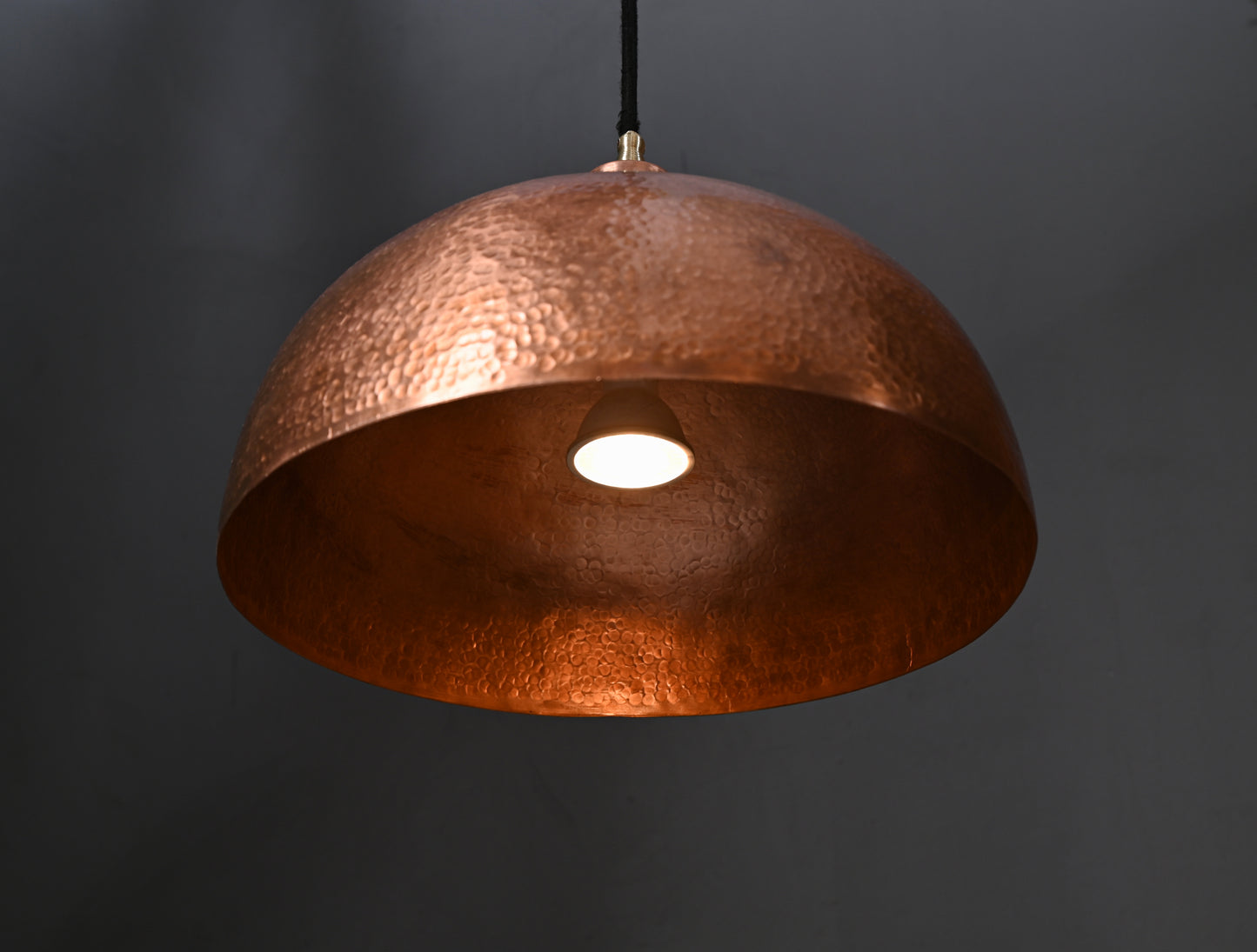 Copper Dome Pendant Light – Rustic Handcrafted Fixture for Kitchen Island or Dining Area
