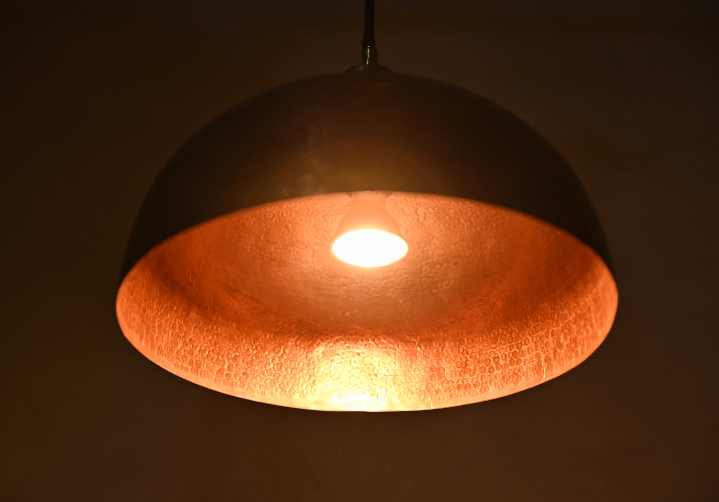Copper Dome Pendant Light – Rustic Handcrafted Fixture for Kitchen Island or Dining Area